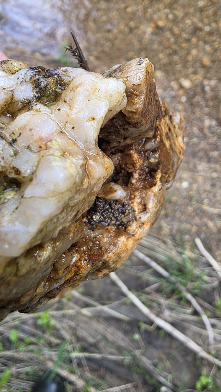Quartz with visible sulfide minerals
